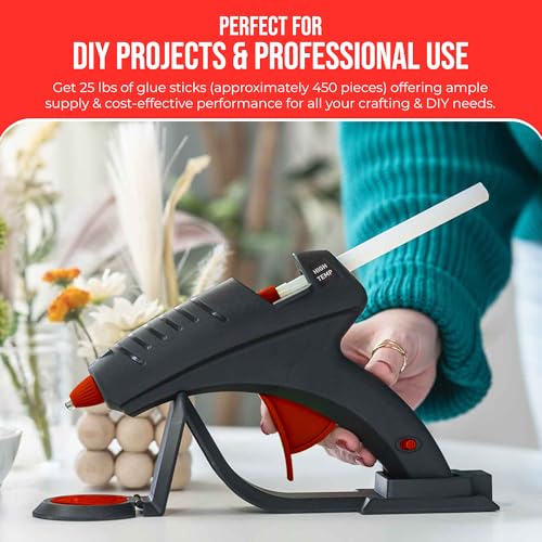 Economy® Full Size Hot Melt Glue Sticks for Glue Gun - Bulk 10in Clear - Great for Art, Craft & Repairs - 7/16" X 10" (Approx 450 Sticks, 25lbs Pack) - Made in USA