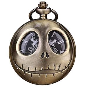 Pocket Watch Tim Burton’s Nightmare Before Christmas Arabic Numerals Quartz Pocket Watch Chain for Men Birthday…