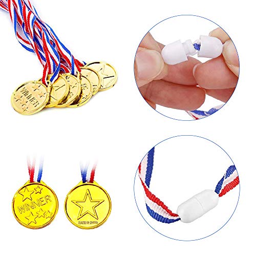 Medaille Enfant 12 Pièces, Medaille d'or Plastique Olympiques Sportives Médailles avec Ruban, Médailles du Gagnant pour… - Image 4