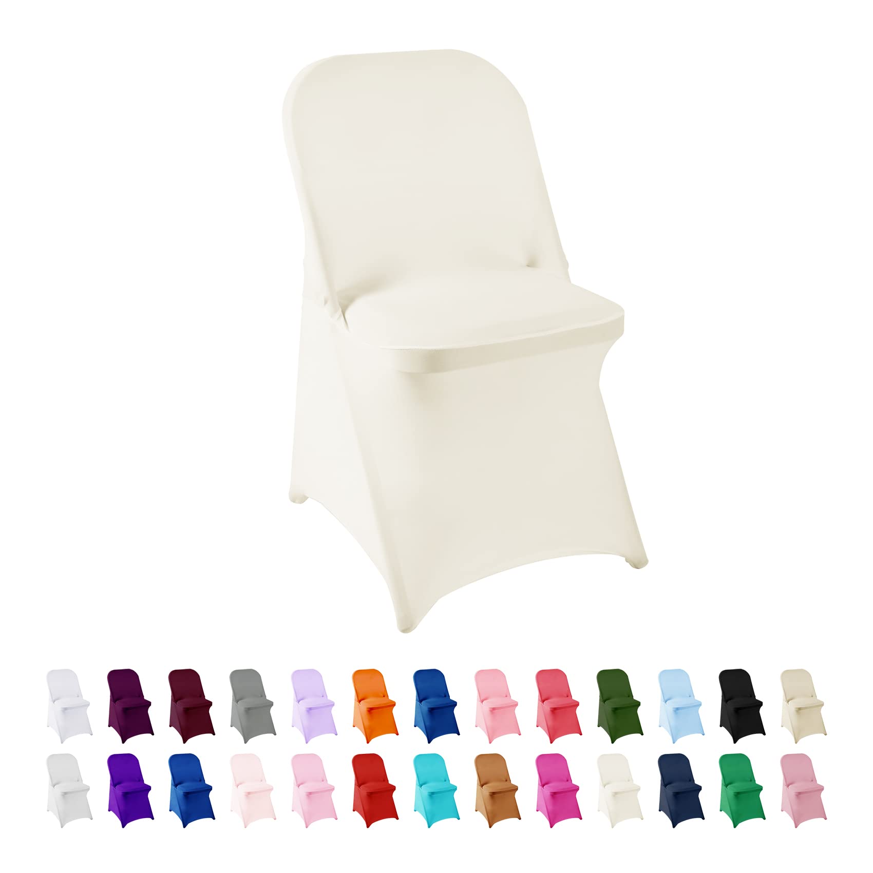 Spandex Chair Cover, 30 PCS,Living Room Folding Chair Covers,Removable Chair Covers Washable Protector Stretch Chair Cover for Party, Banquet,Wedding Event,Hotel(Ivory)