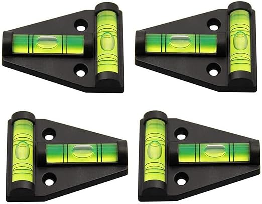 4Pcs RV T Level Cross Check Levelers Bubble Levels Use for RVs, Camper, Travel Trailer, Tripods, Camera, Telescope, Photography, Wood Shop, Table, 3D Printer (Black)