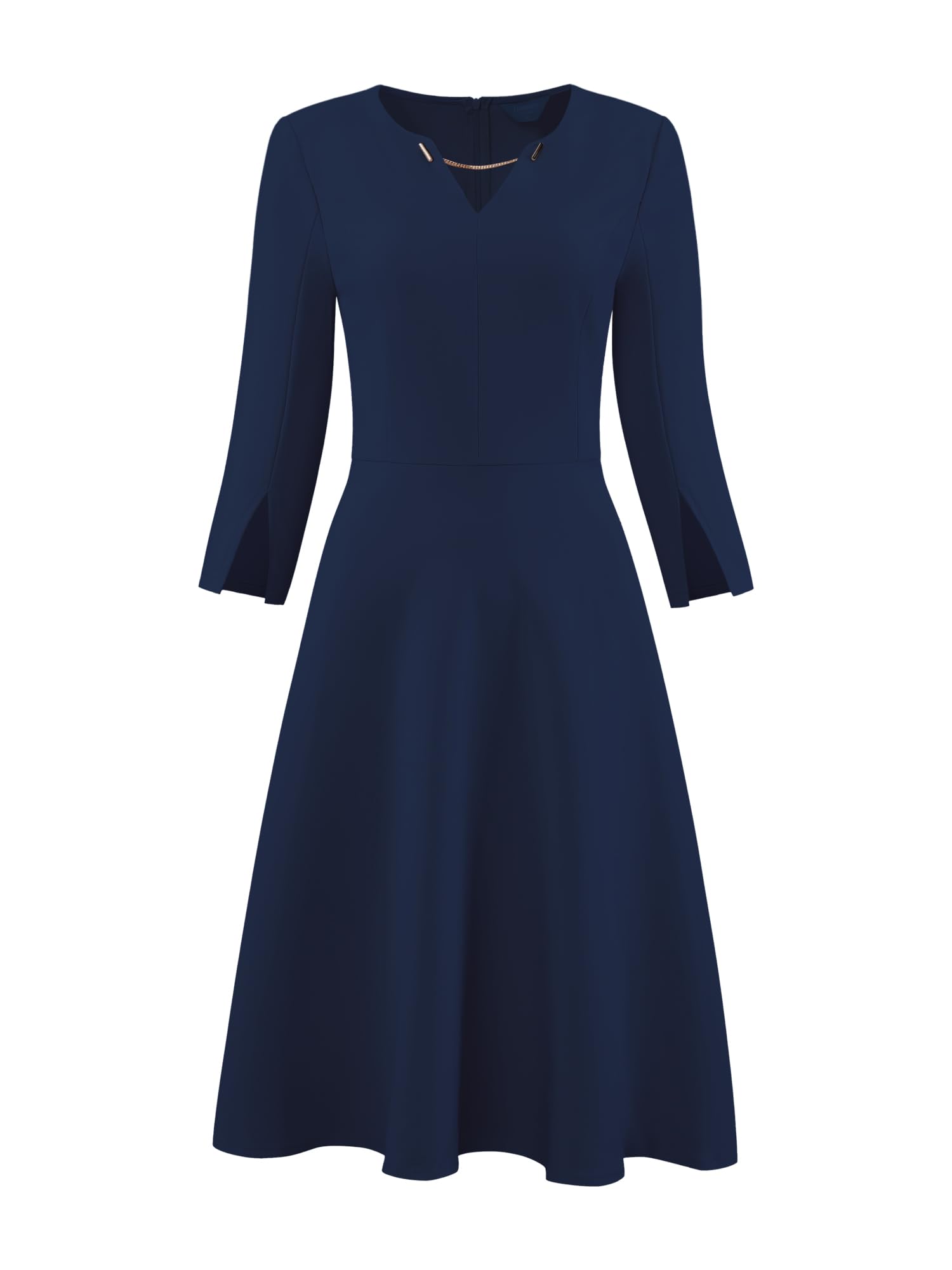 Womens A-Line Cocktail Dress 3 4 Sleeve V Neck Elegant Wedding Party Flare Dresses