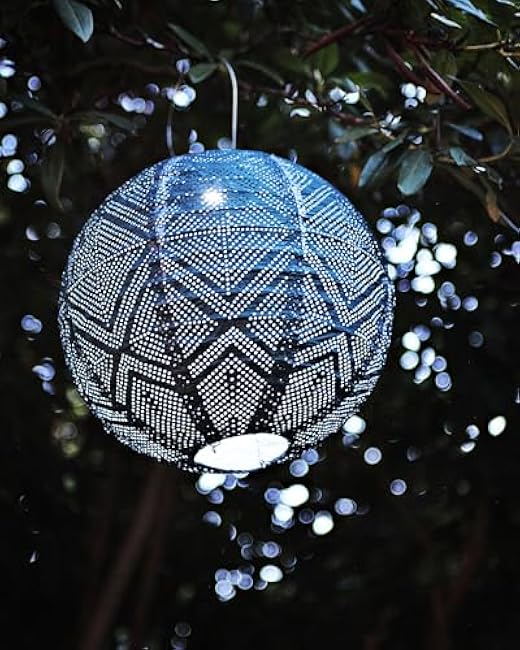 Allsop 31407 Soji Stella Boho Handmade LED Outdoor Solar Lantern, 12X12, Ink