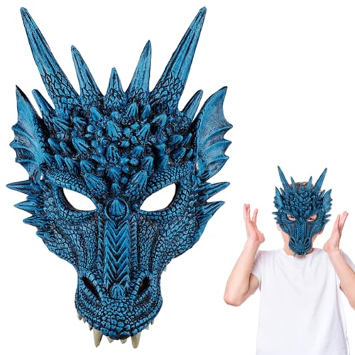 HATFRYF Máscara de Dragón Halloween, 3D Dragón Máscara de Media Cara, Mask de...