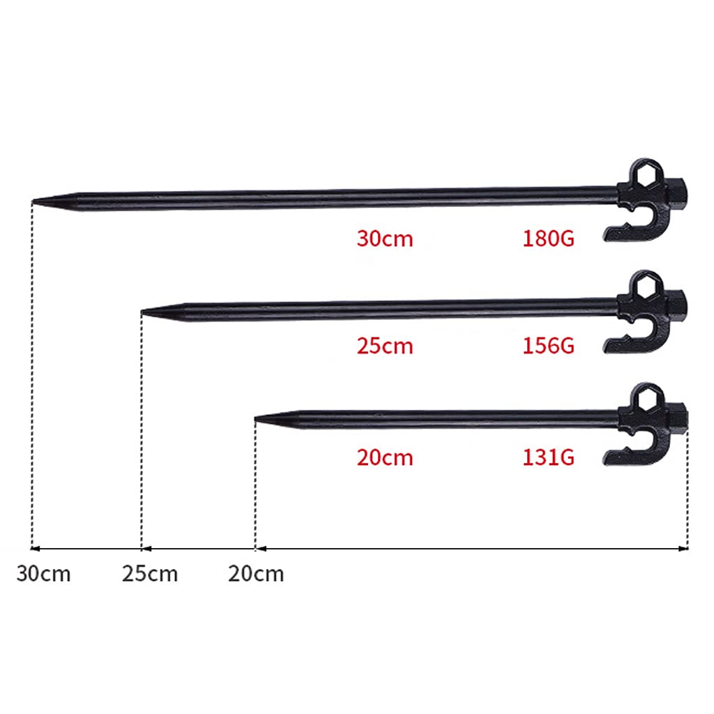 Piquets de Tente, Clous de piquets de Tente en Acier Robuste en métal pour Le Camping, Le Jardinage, la randonnée, pour sols normaux et durs, 8 pièces 30 cm (Noir 30 cm) (Noir 20 cm)