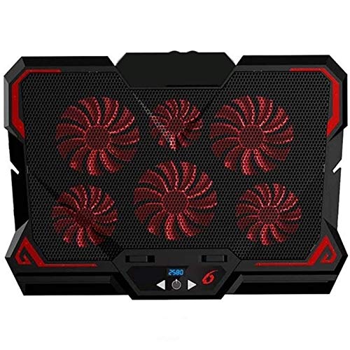 BXSZVOK Laptop Cooling Pad, 6 Quiet Led Fans for 15.6-17 Inch Laptop Cooling Fan Stand, Portable Ultra Slim Two USB Powered Gaming Laptop Cooling Pad, Switch Control Fan Speed Function