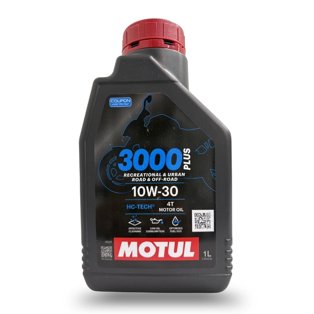 Motul 3000 4T Plus 10W-30 Engine Oil for Bikes | Advanced Engine Protection, Smooth Gear Shifting & Reliable Performance | Suitable for 4-Stroke Motorcycles | 1 L