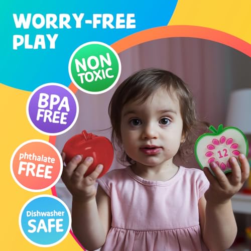 image for Skoolzy Apple Factory Learning Toy - 12 Plastic Apples for Sorting, Co