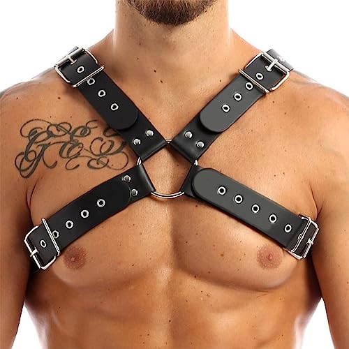 Men's Harness Belt Costume PU Leather Body Chest for Men, Sexy Punk Body Harness Belt, Adjustable Buckle Clothes Outfits, Nightclub Cosplay Clubwear #34