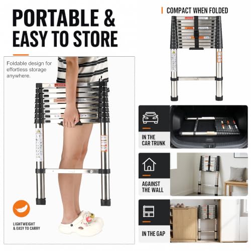Image of Story@Home Telescopic Ladder for Home 7 Steps Foldable | Aluminium Ladder Stairs for Home Use 6 Feet - Portable & Compact Extension ladders for Home & Outdoor Use