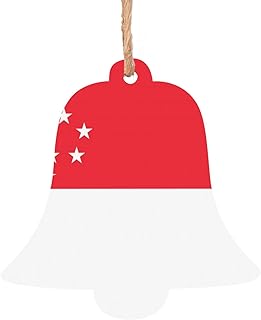 Singapore Flag Printed Christmas Wooden Ornaments – Perfect for Crafting, DIY Projects, and Festive Decorations