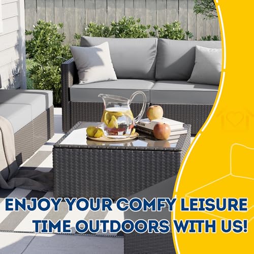 Image of AAAAAcessories Outdoor Deep Seat Cushions, Waterproof, Fade-Resistant Patio Furniture Replacement Cushions, 24 inch x 24 inch x 5 inch + 24 inch x 13.5 inch, Set of 2, Gray