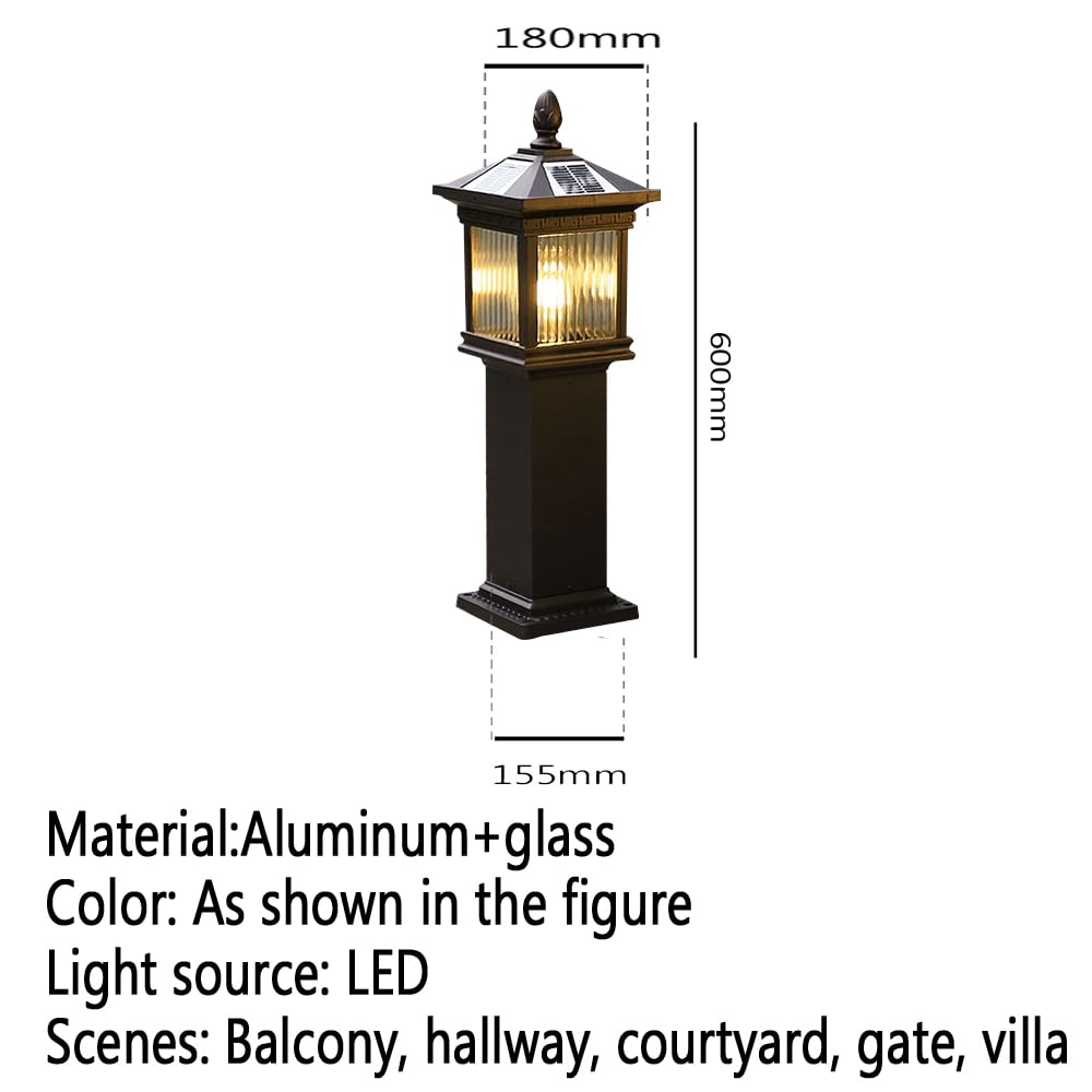 Lampada Solare da Giardino contemporanea, Impermeabile, per Ville, Giardini, Cortili, quartieri residenziali (Stile 13 B H60CM, 1 Pezzo)