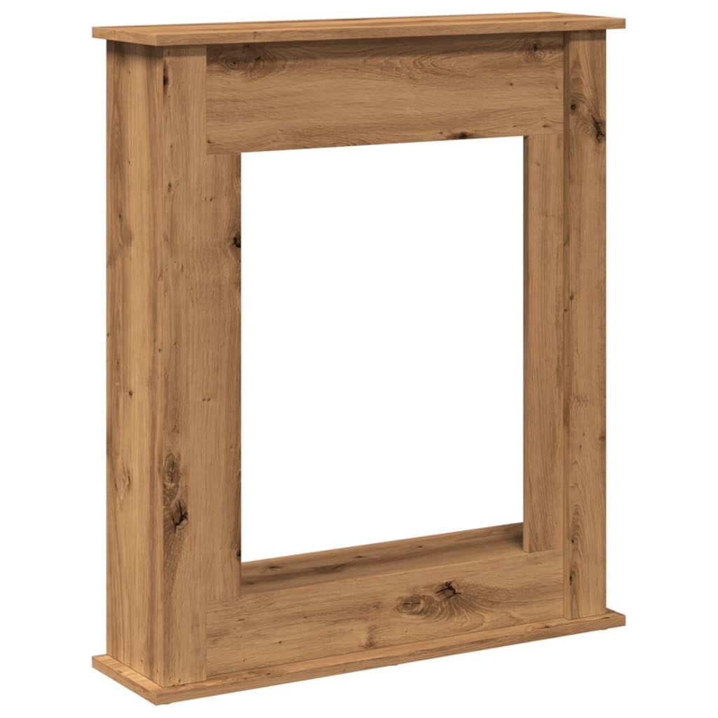 Vidaxl Artisan Oak Fireplace Surround, Fire Surround Only Compatible With Led Flame, Fireplace Frame For Living Room Hallway, Engineered Wood