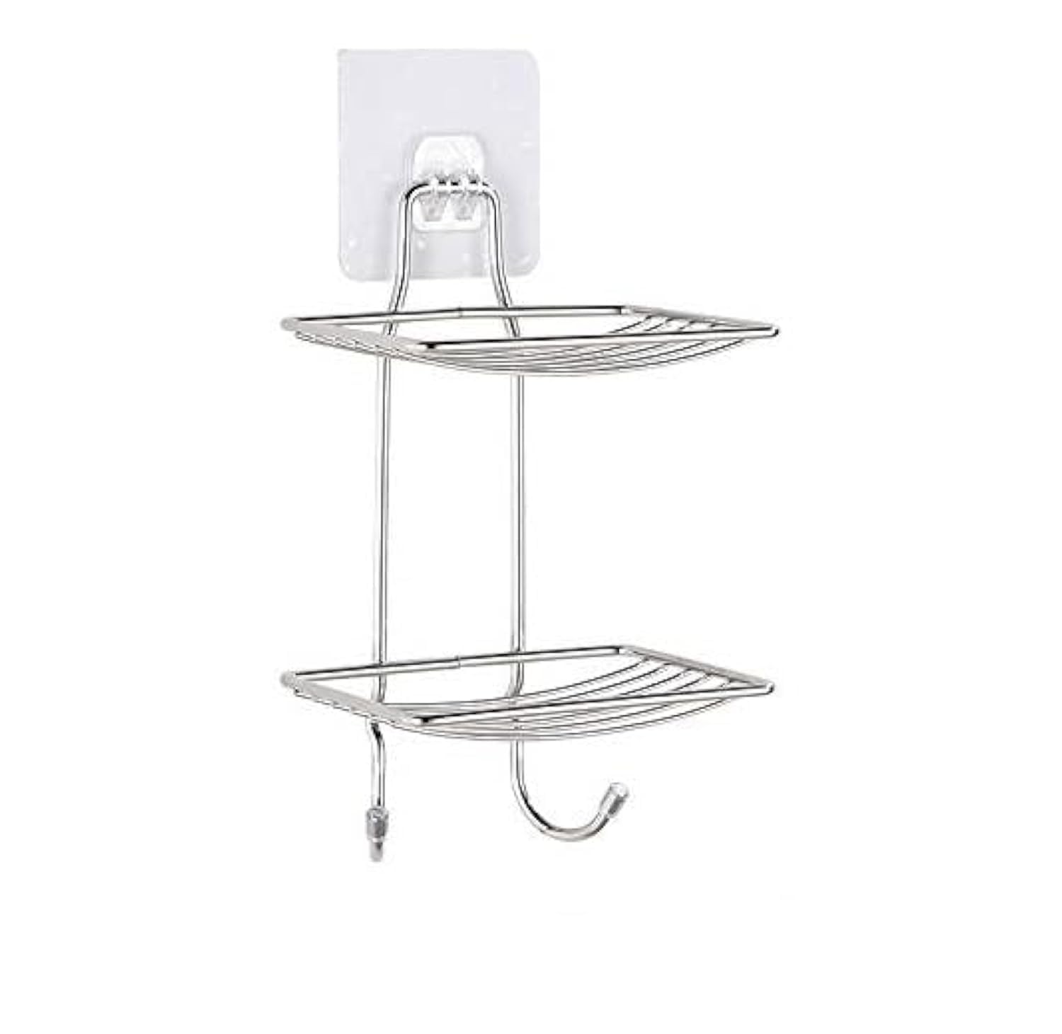 Wall Mounted Double Layer soap Dish Holder & Dispensers, Self-Adhesive Stainless Steel Waterproof Kitchen Bathroom Soaps Storage Rack with Hook for Home