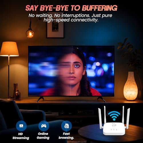 Image of PunnkFunnk WT-14 WiFi Router | IPv6 Compatible | Stable Internet Connection | 300M High Speed Wireless Router for Home & Office | Four high gain Antennas | Wide Coverage WiFi Router | Easy Setup