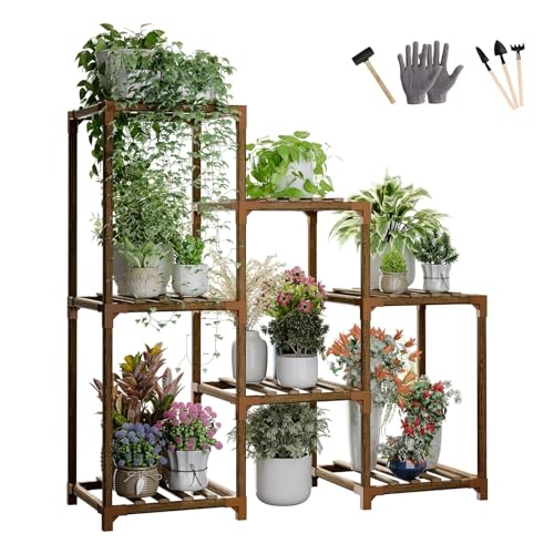 CHERIE BEAR Plant Stand with 7 Pots for Indoor/Outdoor 3-Tier She...