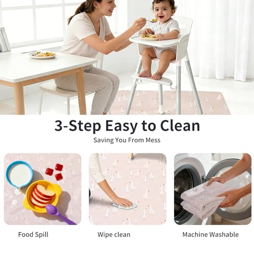 Image of Non-Slip Baby Splat Mat for Under High Chair(Goose, 43 inchx 43 inch) | Waterproof & Mess-Proof High Chair Mat for Baby Mealtime or Art, Machine Washable,Playtime Mat for Kids,Floors or Tables