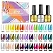 Smalto Semipermanente- NAILMASHA 36 Pezzi Smalti Semipermanenti per Unghie in Gel con Base e Top Coat, Matt Top, Popolare Pastello Nero Bianco Nudo Neon Glitter Smalto per Unghie in Gel Colore Unghie
