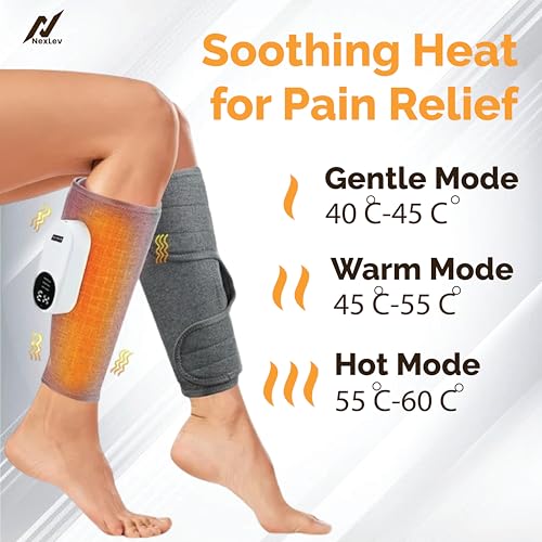 Image of NexLev Calf Massager | Daily Use Leg Massager for Sore Muscle | Hand Like Massage with Air Compression | Improve Blood Circulation & Relieve Pain | 2500 mAh | Large Belt | Type C |CFM-03|Pack of 2