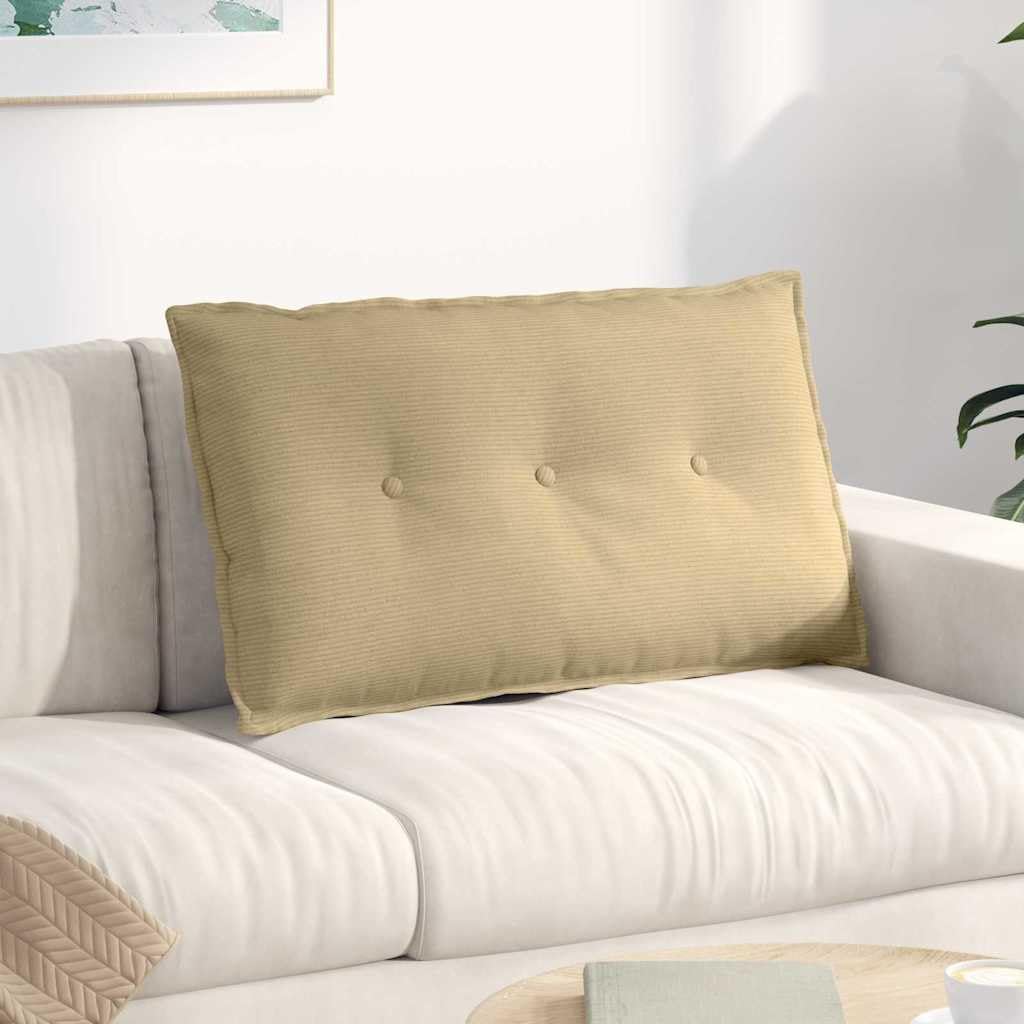 Cuscino per schienale grigio e verde, 80 x 50 cm, tessuto in velluto a coste, per divano e letto, imbottitura in poliestere durevole, per interni e soggiorno