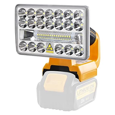 Hipoke 18V 2000LM Multi-Functional Cordless LED Work Light Long-Range Spotlight with USB Port Torch Compatible with Dewalt 18V Lithium Battery for Outdoor Flashlight Jobsite Camp Light (No Battery) Cover
