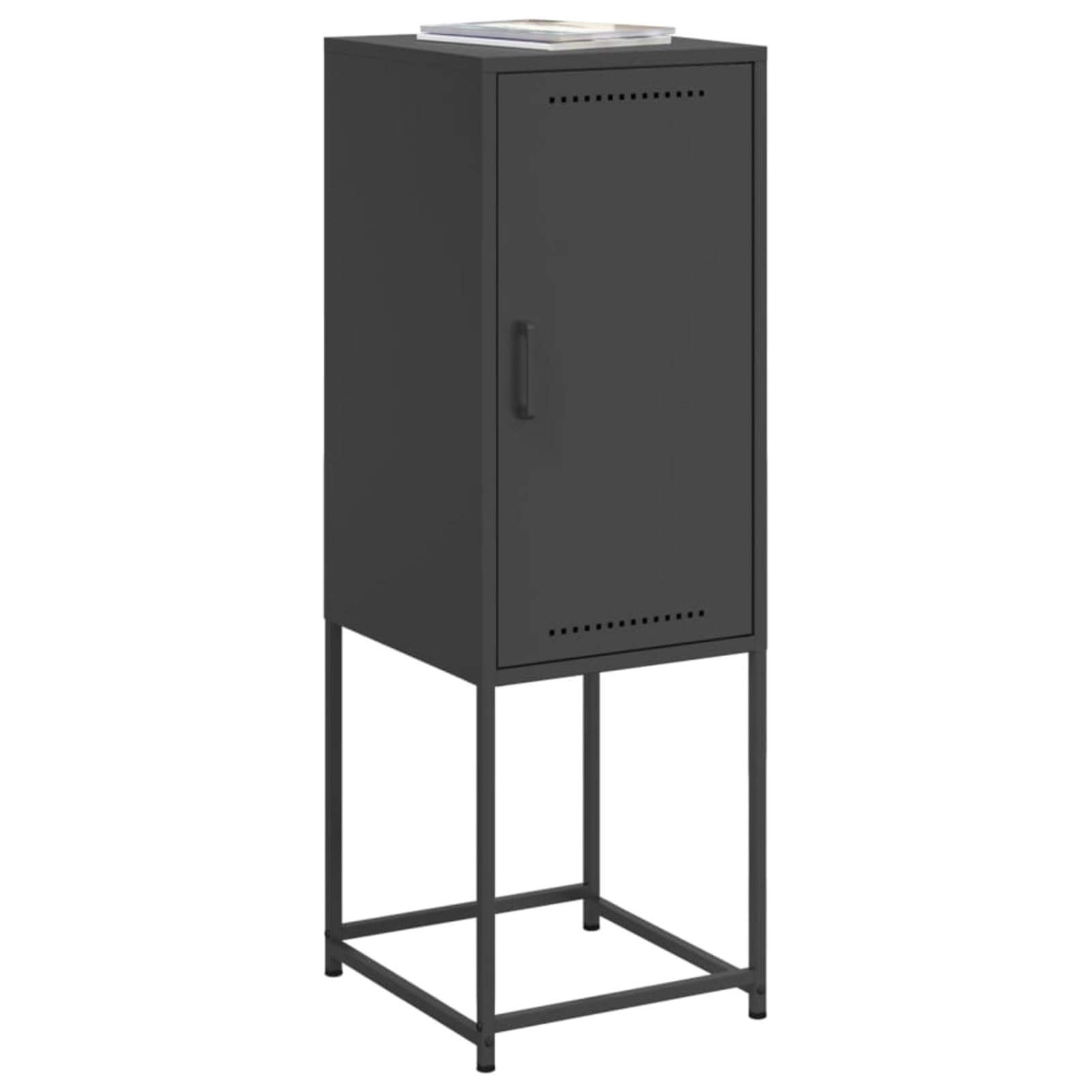 Gecheer Armadietto,Credenza,Mobiletto,Salvaspazio,in Acciaio,Metallo,Nero,con 2 Scomparti,36x39x107 cm,Armadietto per Soggiorno,Armadietto con Ripiani,Credenza in Acciaio