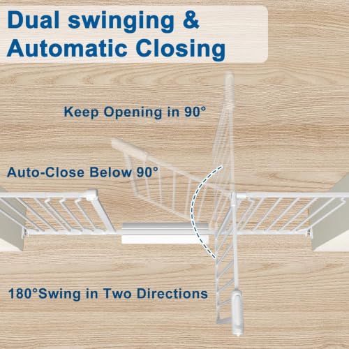 Image of ALLAIBB Extra Wide Pressure Mounted Baby Gate Walk Through Child Kids Safety Toddler Tension White Long Large Pet Dog Gates with Extension for doorways Kitchen (71.65-85.03 inch /182-218cm, White)