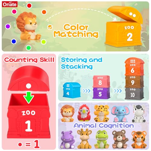 Image of Montessori Learning Toys for 1,2,3 Year Old Toddlers, 20Pcs Animal Preschool Sensory Toys for Counting, Matching, Sorting & Fine Motor Games, Christmas Birthday Easter Gift for Baby Boys & Girls