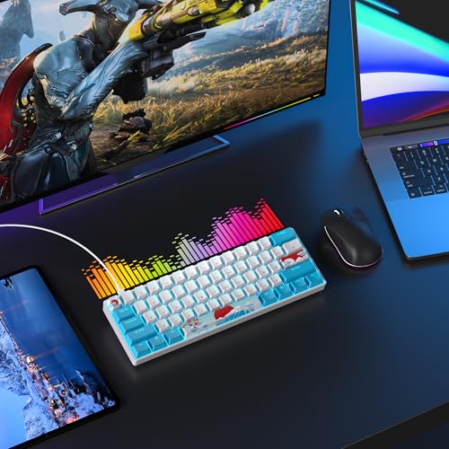 Image of 60 Percent Gaming Keyboard 61 Keys Wired Mechanical Keyboard Ultra Compact Key Board Red Switch LED Backlit for Windows Laptop Gamer(61Sea)