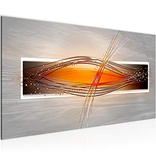 Runa Art Tableau Decoration Murale Abstrait 1 Partie Moderne Toile non tissée Salon Salle Gris Orange Blanc 103312c