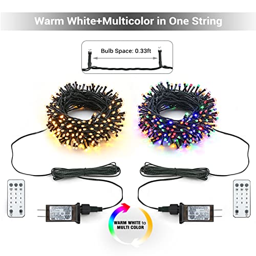 Brizlabs Christmas Lights, 180Ft 500 Led Color Changing Christmas Lights With Remote Timer, 11 Modes Warm White & Multicolor Led String Lights, Dimmable Decorative Xmas Lights For Indoor Outdoor Tree #TOP5