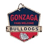 KH Sports Fan Gonzaga Bulldogs Fans Welcome Badge Sign, 20x20 Inches, Bulldogs Decor for Dorm Room, Bedroom, Fan Cave, Living Room; Display Your Team Spirit with This Unique Gonzaga Bulldogs Wall Art