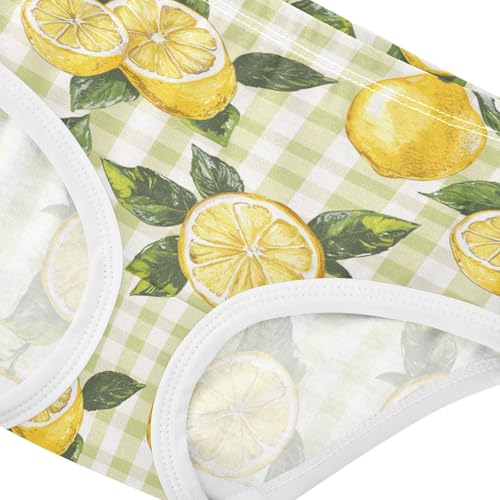 ZZKKO Yellow Lemon Green Checkered Girls Underwear Toddler Panties for Girls Comfort Brief Size 2T-8Y3