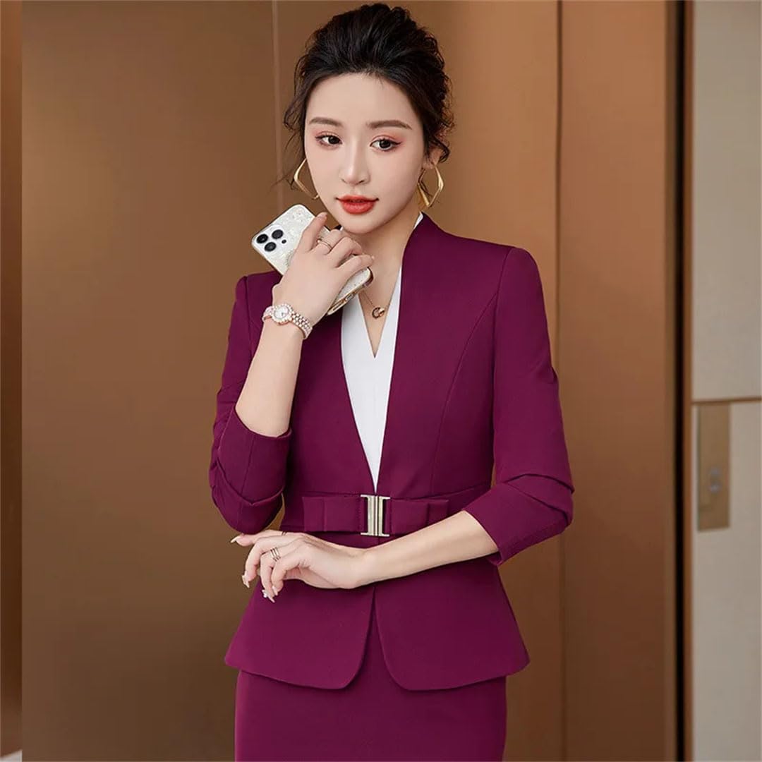 Conjunto de pantalón de oficina para mujer, conjunto de pantalones de manga larga, uniforme elegante, traje de trabajo formal de negocios