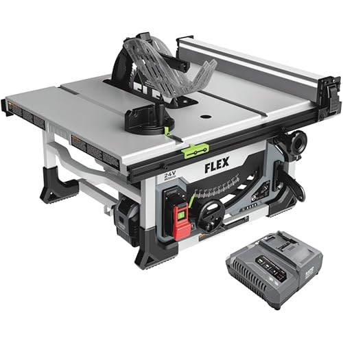 FLEX 24V Brushless Cordless 10-Inch Table Saw Kit with 10.0Ah Stacked Lithium Battery and 280W Rapid Charger - FX7221-1J