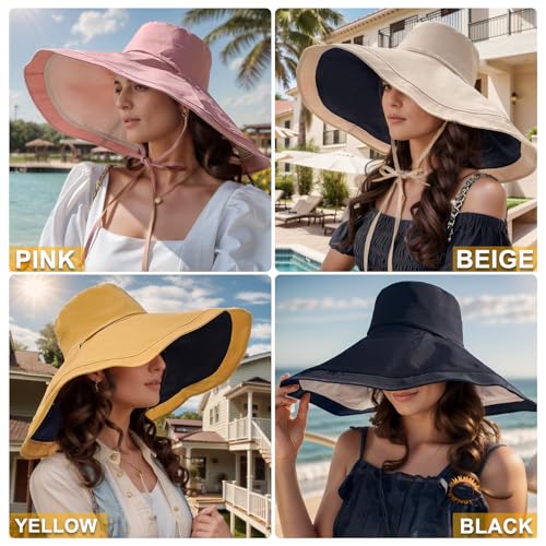 Sombrero de ala ancha para mujer con protección UV reversible miniatura 4