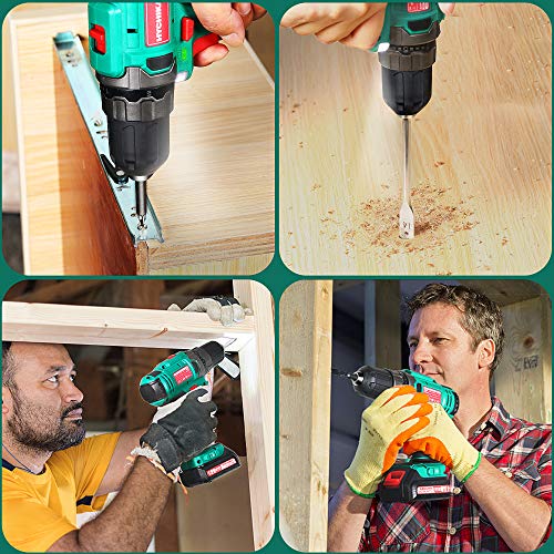 Akkuschrauber 12V, HYCHIKA Akku Bohrschrauber 30N·m Max. Drehmoment mit 1500mAh Akku, 1H Schnellladung, 4PCS Flachbohrer, 6PCS Spiralbohrer, 6PCS Schraubenbits, 5PCS Steckschlüsseleinsatz, Tragetasche - 8