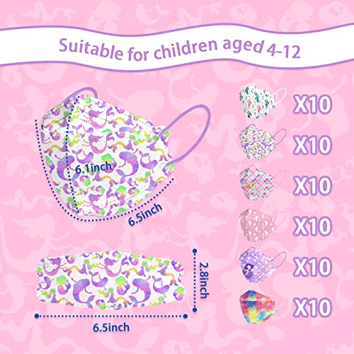 Yifyf Kf94 Kids Face Mask Disposable, 4-Ply Breathable Safety Masks For Boys And Girls,60 Pack Individually Wrapped Masks For Children #TOP4