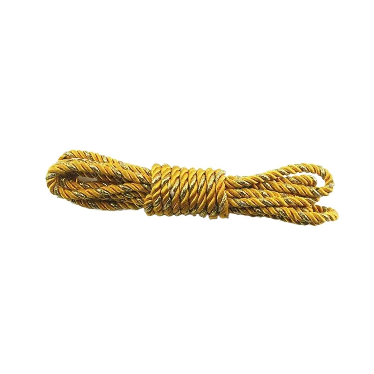 Macrame Rope Twisted String,Diameter:5mm Cord DIY Bracelet Wax Thread Length:5m(Metallic Gold)