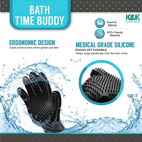 image for KENNELS & KATS Pet Grooming Gloves | Deshedding Glove for Easy, Mess-F