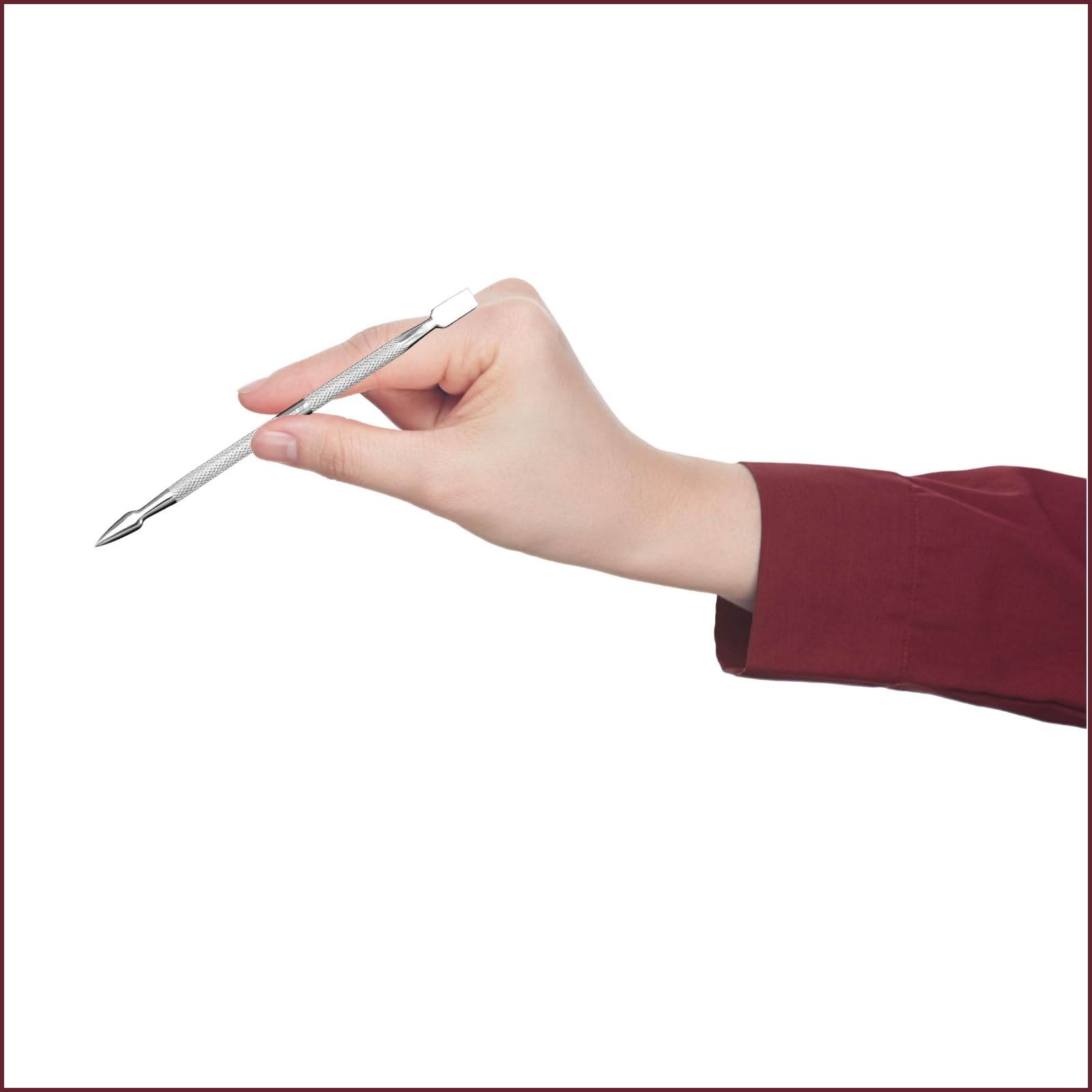 Hair Line Professional Stainless Steel Double Head Pointed Tip with Flat Cuticle Pusher Spoon Scraper Remover Pedicure Manicure Cleaner Nail Care Tool 2
