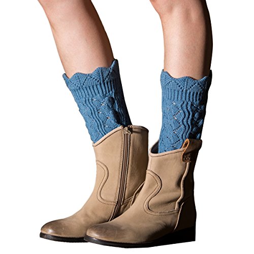 TININNA Calentadores de Pierna, Cálido Invierno Calcetines para Botas de Punto para Mujeres-Azul Claro