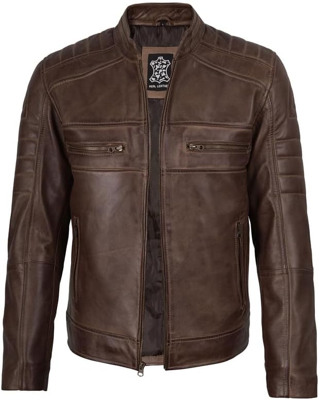 Decrum Leather Jacket Men - Cafe Racer Style Fashion Real Lambskin Leather Jacket For Men - Image 2