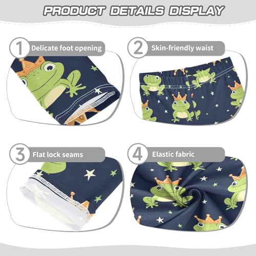 Wusikd Cartoon Frogs Crown Girls' Leggings Toddler Doodles Cute Kids Yoga Pants Dance Active Tights 4T3