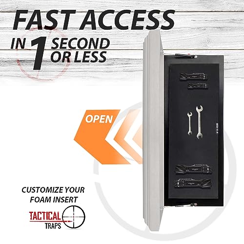 Tactical Traps - Mirror MAX Storage with Secured Door - 47.5” x 19.5” - Storage with RFID Lock and Safe & Unseen Compartment - White - Image 5