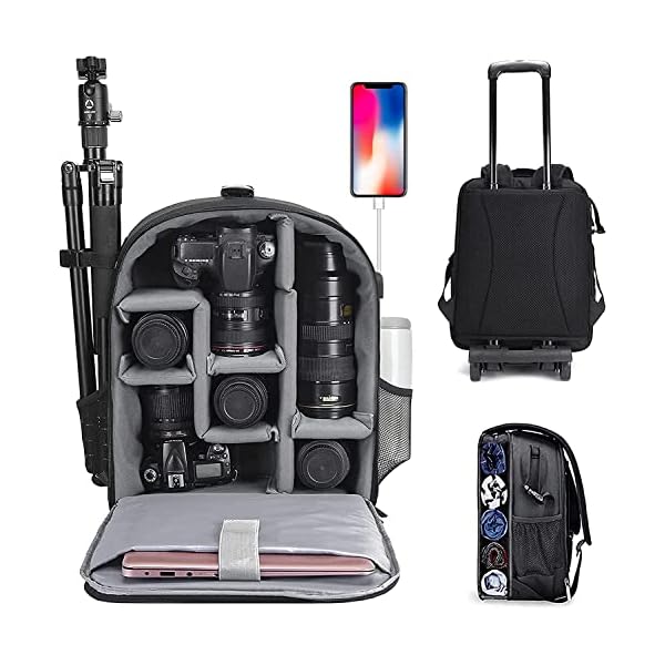 CADeN-Camera-Backpack-Bag-Professional-for-DSLRSLR-Mirrorless-Camera-Waterproof-Camera-Case-Compatible-for-Sony-Canon-Nikon-Camera-and-Lens-Tripod-Accessories-Large-50-Black CADeN Camera Backpack Bag Professional for DSLR/SLR Mirrorless Camera Waterproof, Camera Case Compatible for Sony Canon Nikon Camera and Lens Tripod Accessories (Large, 5.0 Black)