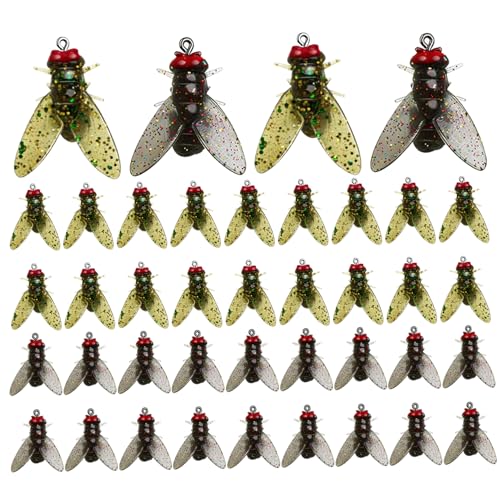 Lcarege 40Pcs Fly Fishing Flies Fishing Lures Fly Lures Kit Black and Yellow Shrimp Scents Accessories Suitable for All Kinds of Waters