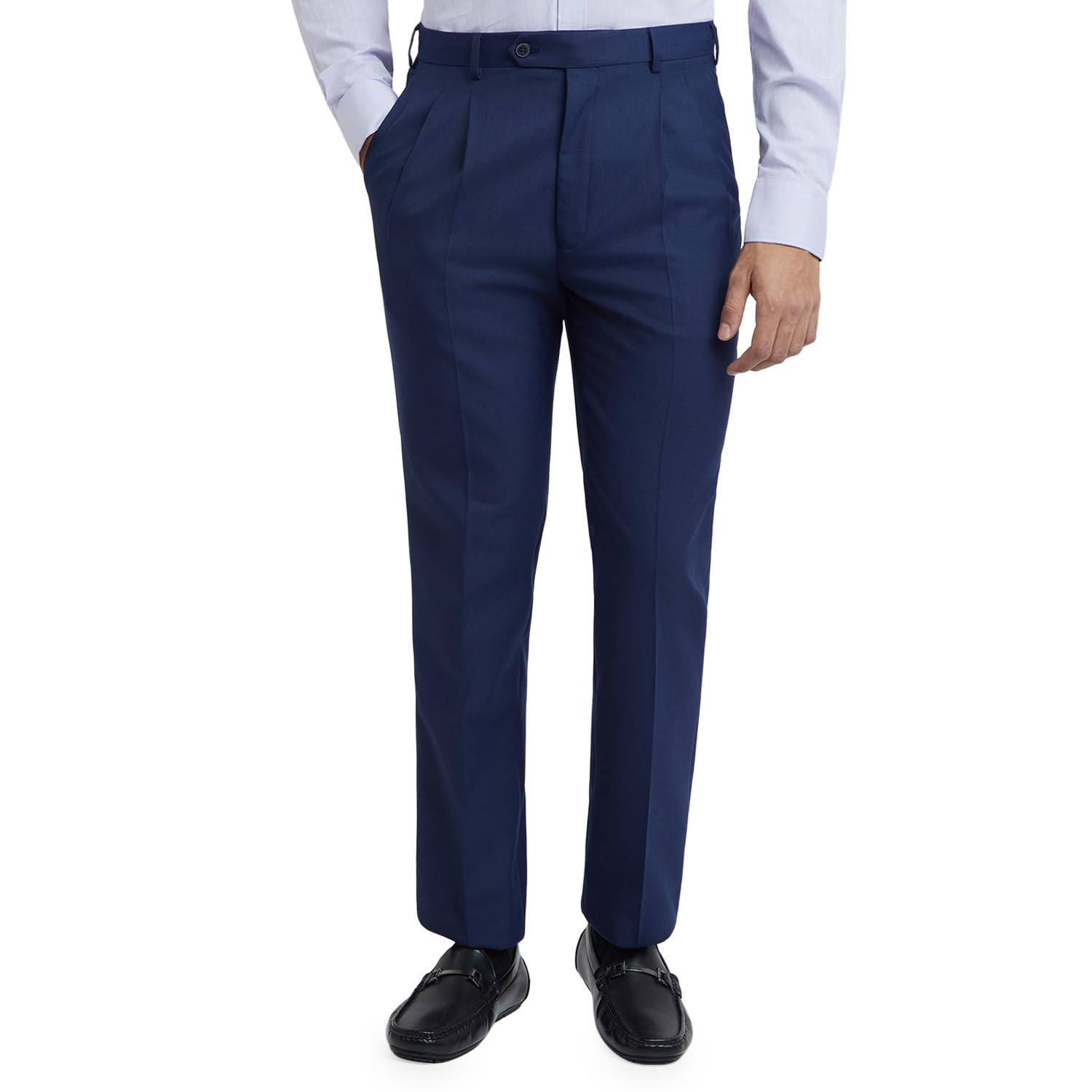 raymond Men's Classic Fit Mid Rise Structure Pattern Polyester Blend Double Pleat Formal Trouser-picture-11