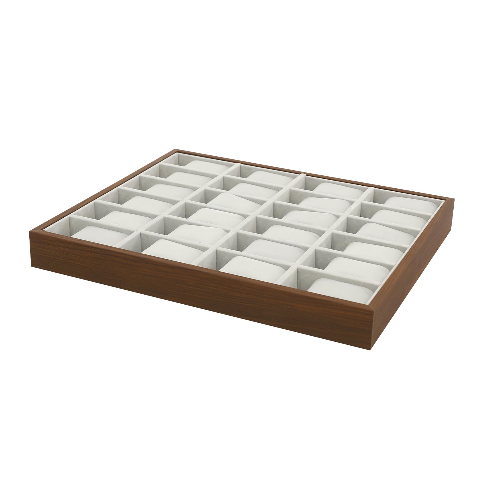 Boîte à montres 24 compartiments - Rangement de bijoux - Plateau de table - Boîte à bijoux pour femmes et hommes - Boîte à bijoux rectangulaire avec coussin amovible - Boîte à bijoux portable